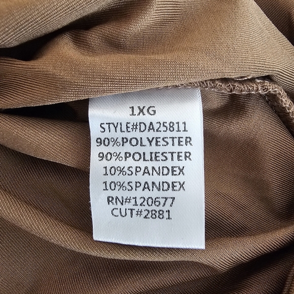 Fashion Nova Ruched Long Sleeve Mini Dress Mocha Brown 1X - Picture 9 of 10